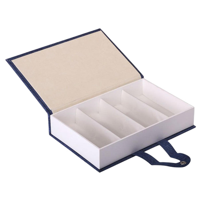 4 Grid Glasses Case Eyewear Sunglasses Display Storage Box Organizer Blue