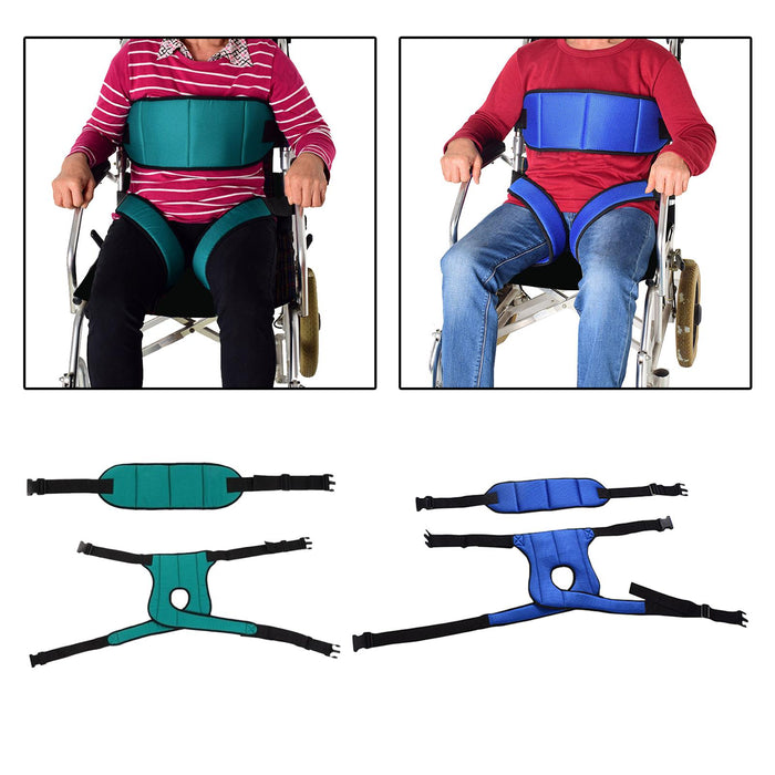 Wheelchair Seat Belt Safety Breathable Straps Adjustable Aid for Seniors Blue