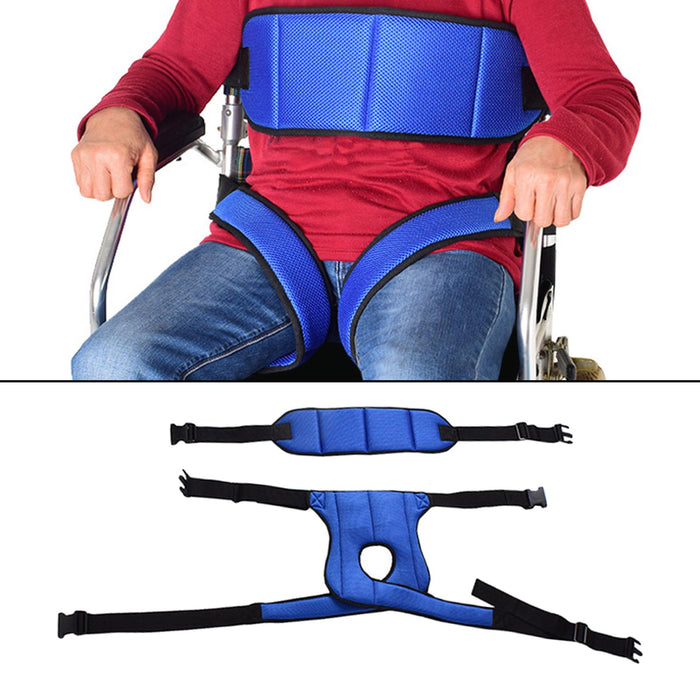 Wheelchair Seat Belt Safety Breathable Straps Adjustable Aid for Seniors Blue