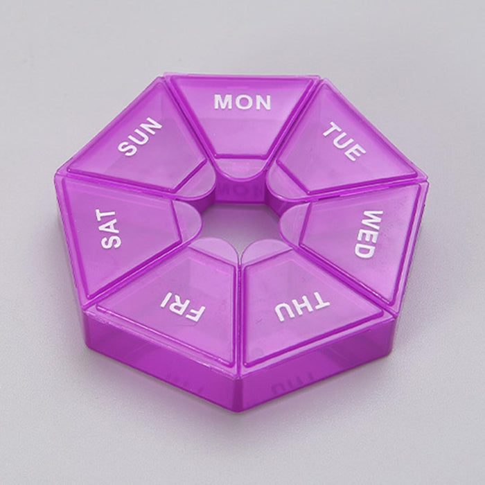 Weekly Pill Organizer with Lid Pill Holder Pill Case Small Pill Box 7 Day Purple