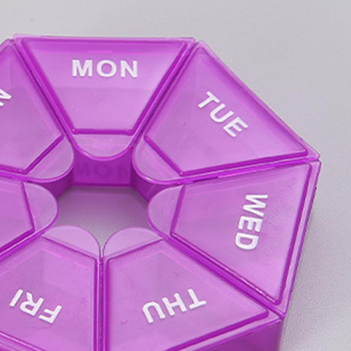 Weekly Pill Organizer with Lid Pill Holder Pill Case Small Pill Box 7 Day Purple