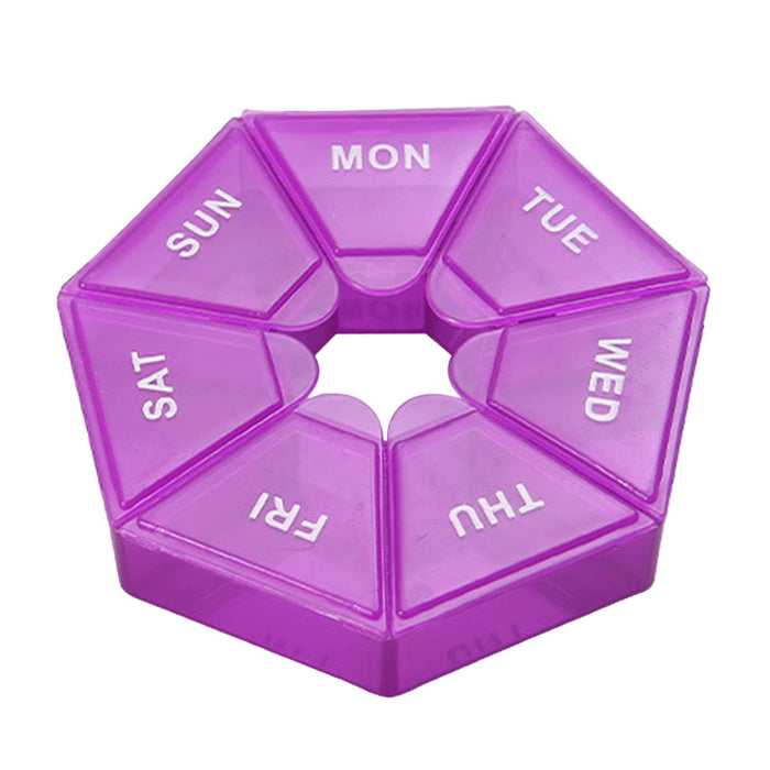 Weekly Pill Organizer with Lid Pill Holder Pill Case Small Pill Box 7 Day Purple