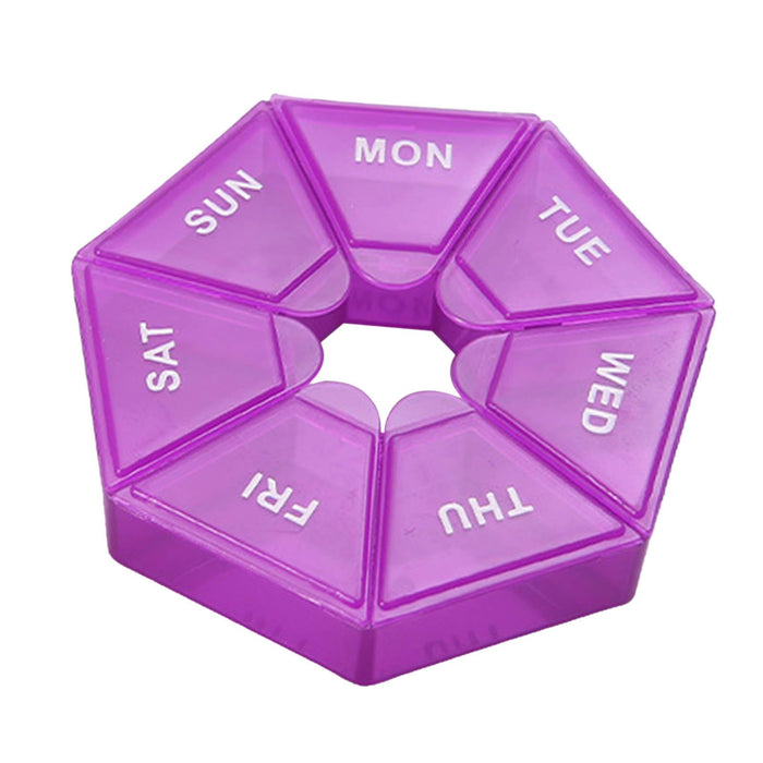 Weekly Pill Organizer with Lid Pill Holder Pill Case Small Pill Box 7 Day Purple