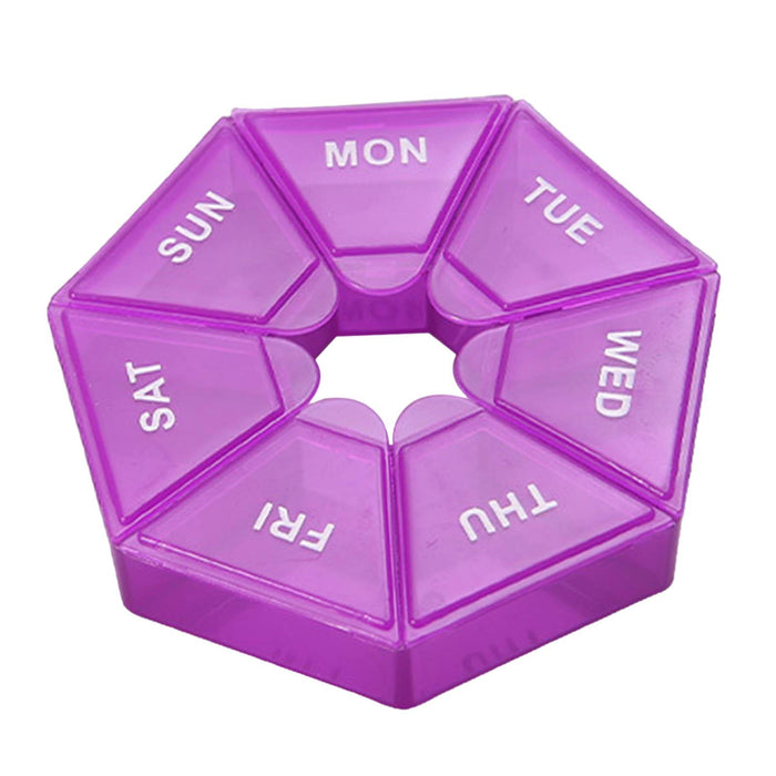 Weekly Pill Organizer with Lid Pill Holder Pill Case Small Pill Box 7 Day Purple