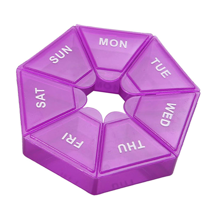 Weekly Pill Organizer with Lid Pill Holder Pill Case Small Pill Box 7 Day Purple