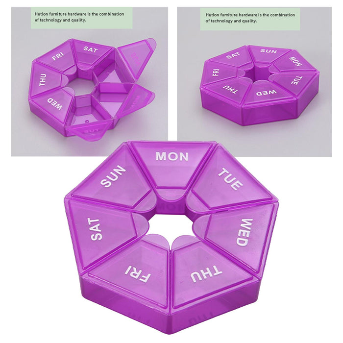 Weekly Pill Organizer with Lid Pill Holder Pill Case Small Pill Box 7 Day Purple