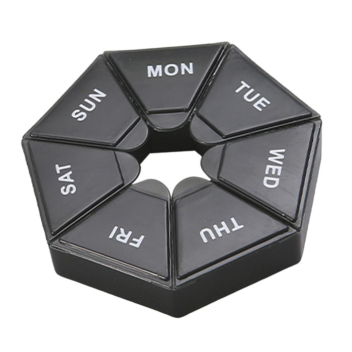 Weekly Pill Organizer with Lid Pill Holder Pill Case Small Pill Box 7 Day Black