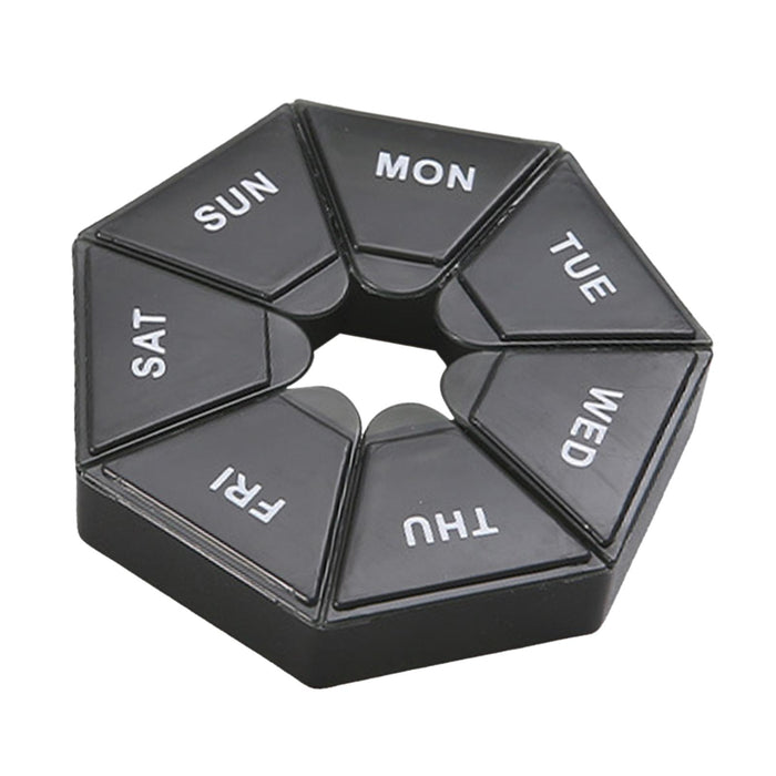 Weekly Pill Organizer with Lid Pill Holder Pill Case Small Pill Box 7 Day Black