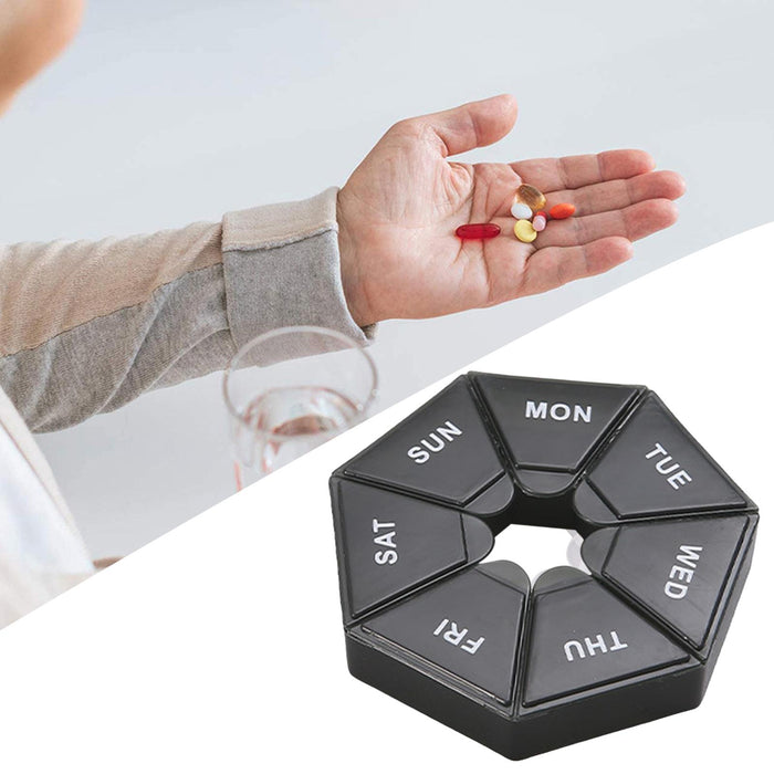 Weekly Pill Organizer with Lid Pill Holder Pill Case Small Pill Box 7 Day Black