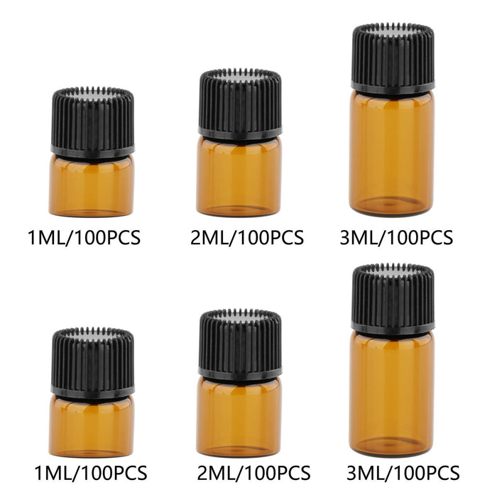 100Pcs Amber Mini Glass Bottle Empty for Essential Oil Aromatherapy Perfume