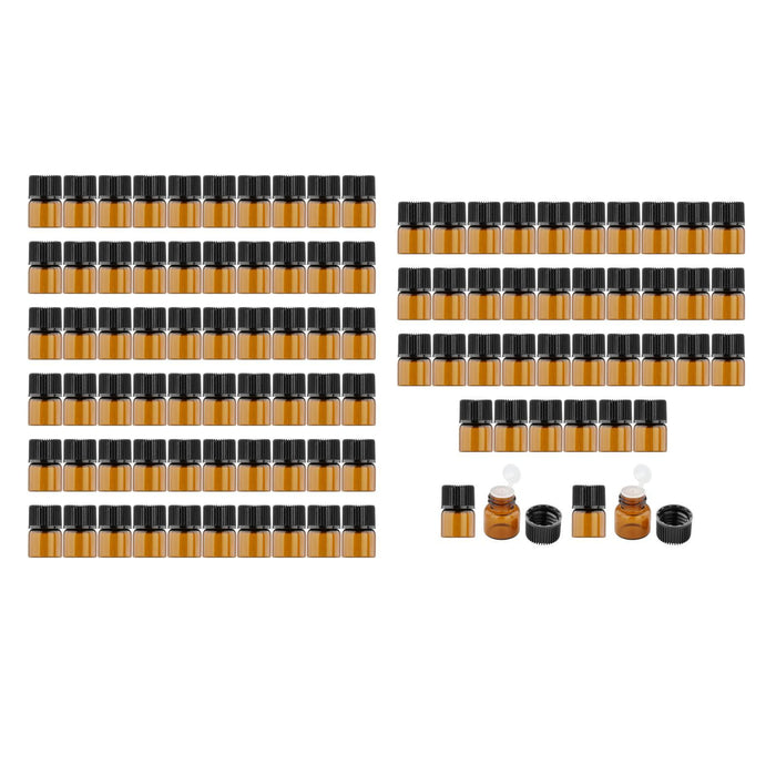 100Pcs Amber Mini Glass Bottle Empty for Essential Oil Aromatherapy Perfume