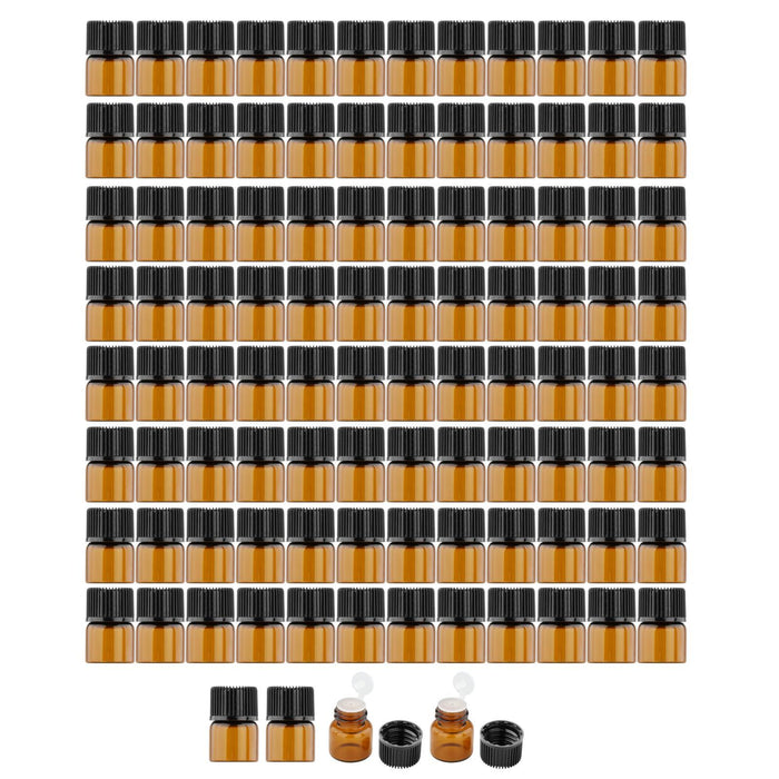 100Pcs Amber Mini Glass Bottle Empty for Essential Oil Aromatherapy Perfume