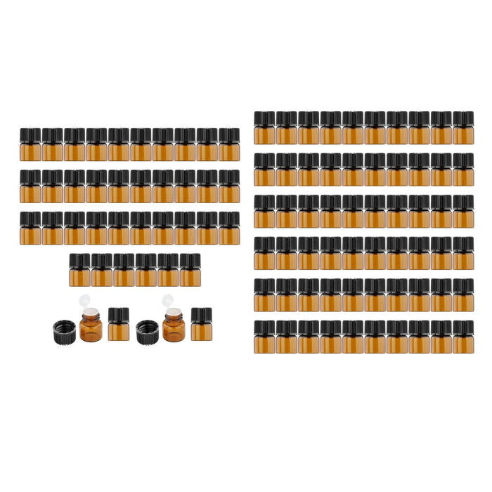 100Pcs Amber Mini Glass Bottle Empty for Essential Oil Aromatherapy Perfume