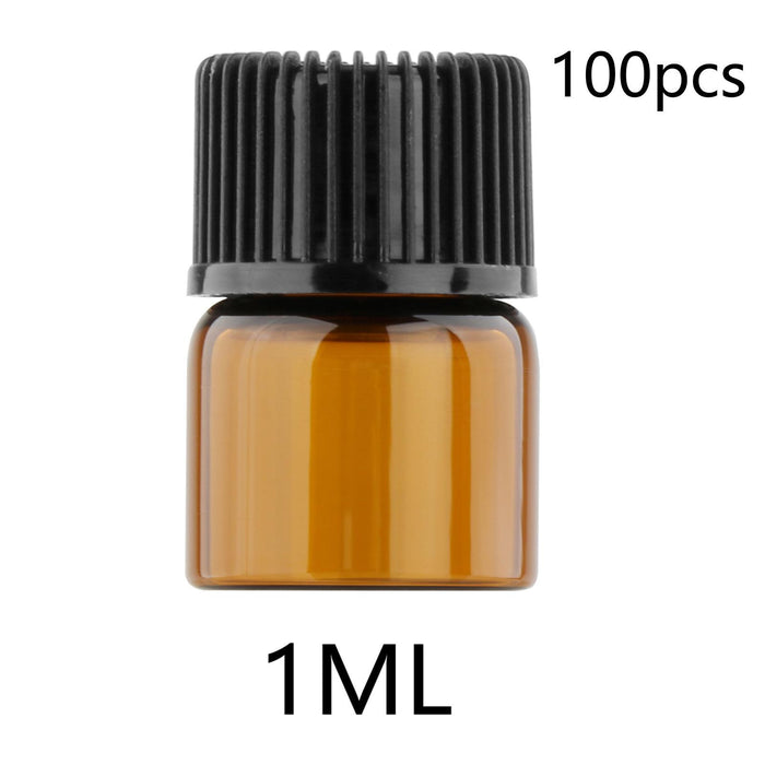 100Pcs Amber Mini Glass Bottle Empty for Essential Oil Aromatherapy Perfume