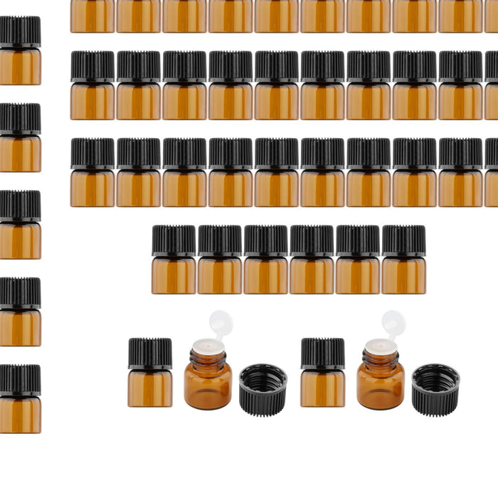 100Pcs Amber Mini Glass Bottle Empty for Essential Oil Aromatherapy Perfume