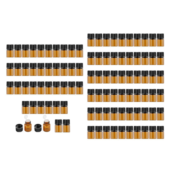 100Pcs Amber Mini Glass Bottle Empty for Essential Oil Aromatherapy Perfume