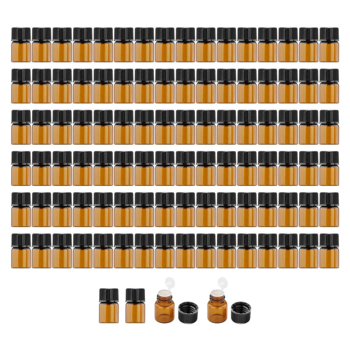 100Pcs Amber Mini Glass Bottle Empty for Essential Oil Aromatherapy Perfume