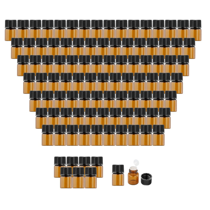 100Pcs Amber Mini Glass Bottle Empty for Essential Oil Aromatherapy Perfume