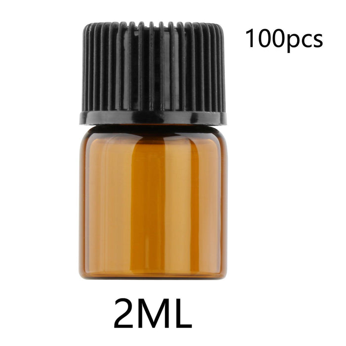 100Pcs Amber Mini Glass Bottle Empty for Essential Oil Aromatherapy Perfume