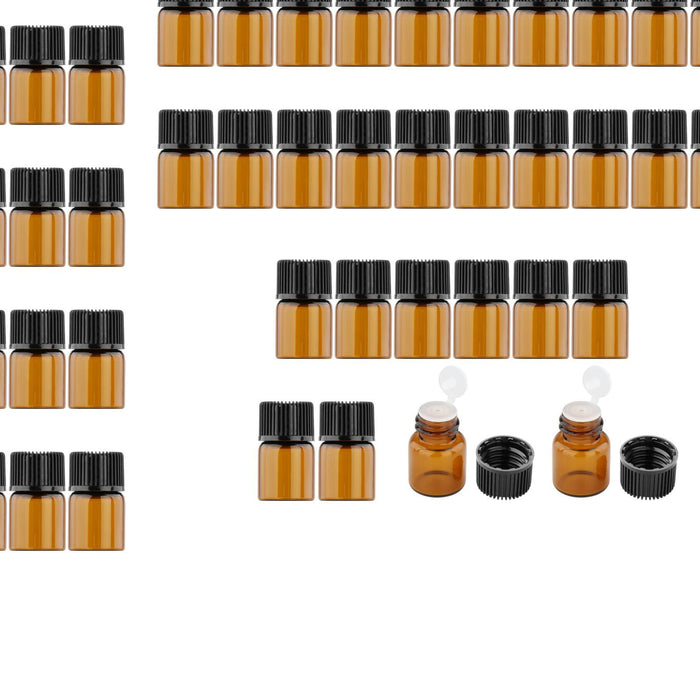 100Pcs Amber Mini Glass Bottle Empty for Essential Oil Aromatherapy Perfume