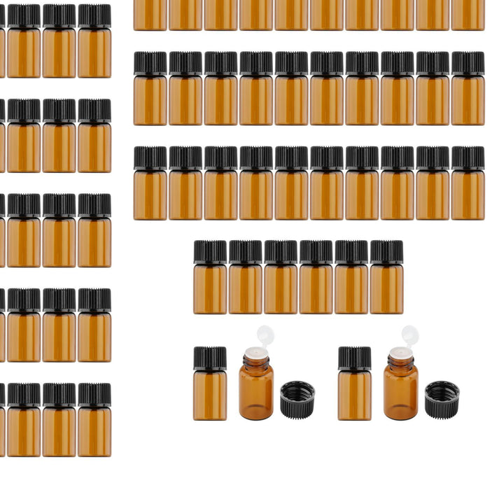 100Pcs Amber Mini Glass Bottle Empty for Essential Oil Aromatherapy Perfume