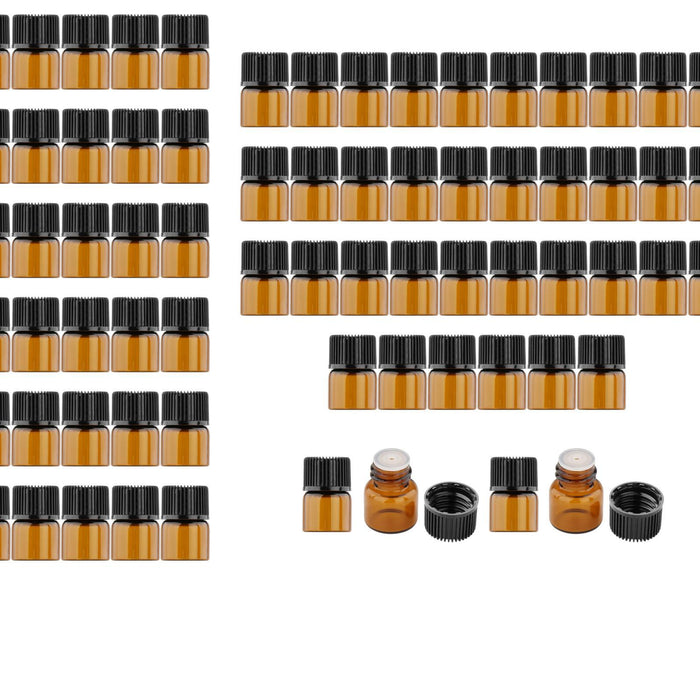 100Pcs Amber Mini Glass Bottle Empty for Essential Oil Aromatherapy Perfume