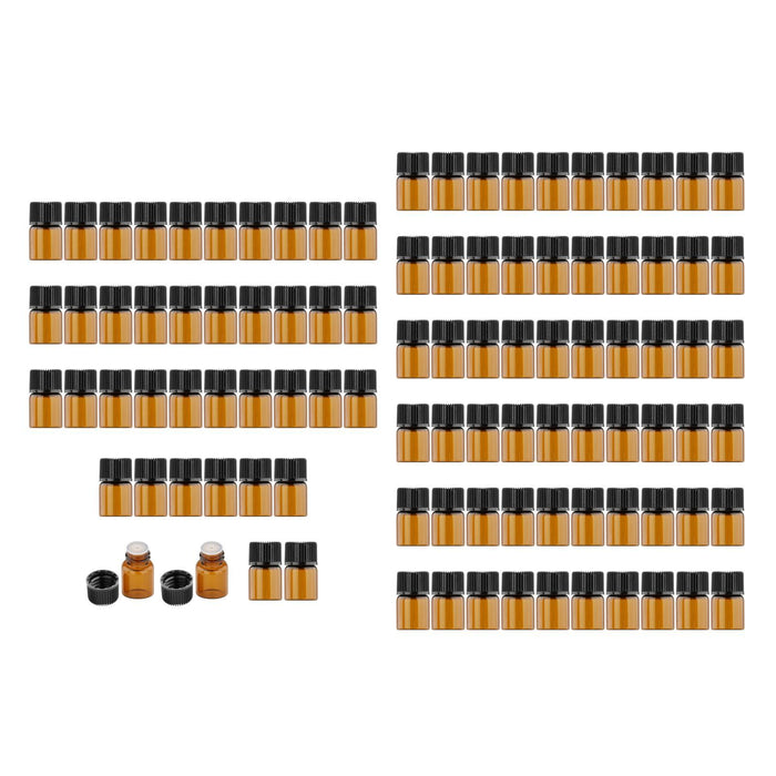 100Pcs Amber Mini Glass Bottle Empty for Essential Oil Aromatherapy Perfume