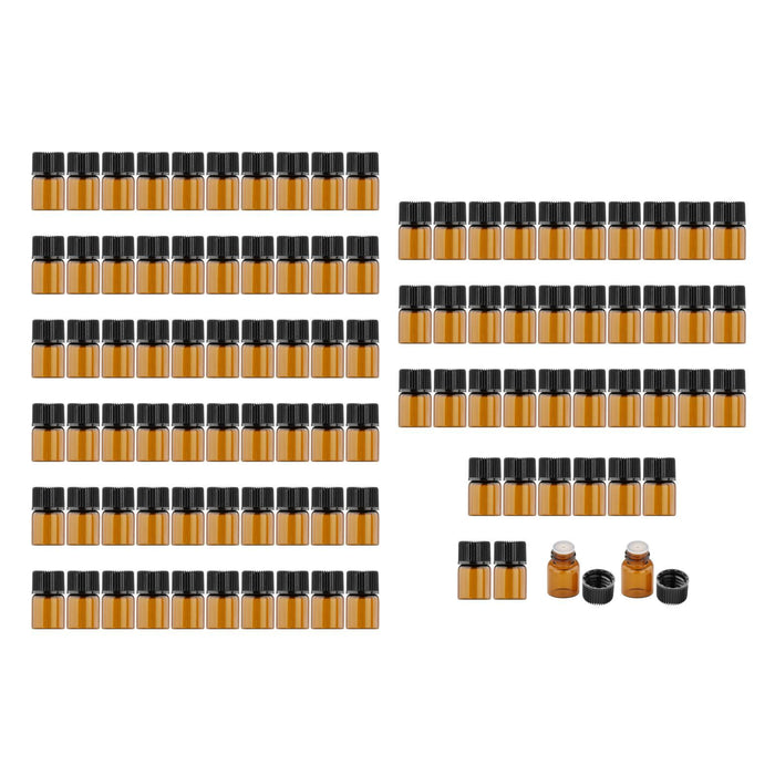 100Pcs Amber Mini Glass Bottle Empty for Essential Oil Aromatherapy Perfume