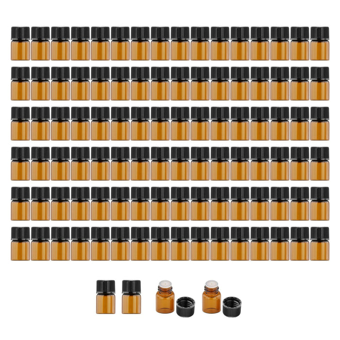 100Pcs Amber Mini Glass Bottle Empty for Essential Oil Aromatherapy Perfume