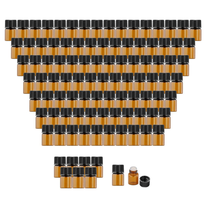 100Pcs Amber Mini Glass Bottle Empty for Essential Oil Aromatherapy Perfume