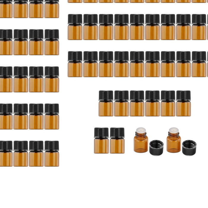 100Pcs Amber Mini Glass Bottle Empty for Essential Oil Aromatherapy Perfume