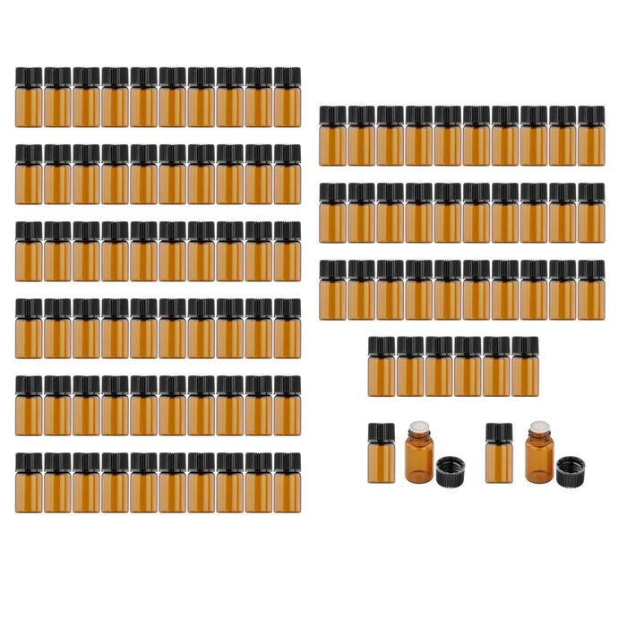 100Pcs Amber Mini Glass Bottle Empty for Essential Oil Aromatherapy Perfume