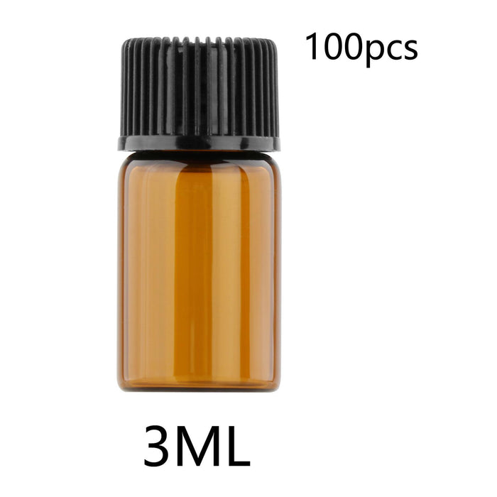 100Pcs Amber Mini Glass Bottle Empty for Essential Oil Aromatherapy Perfume