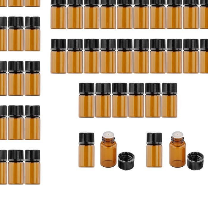 100Pcs Amber Mini Glass Bottle Empty for Essential Oil Aromatherapy Perfume