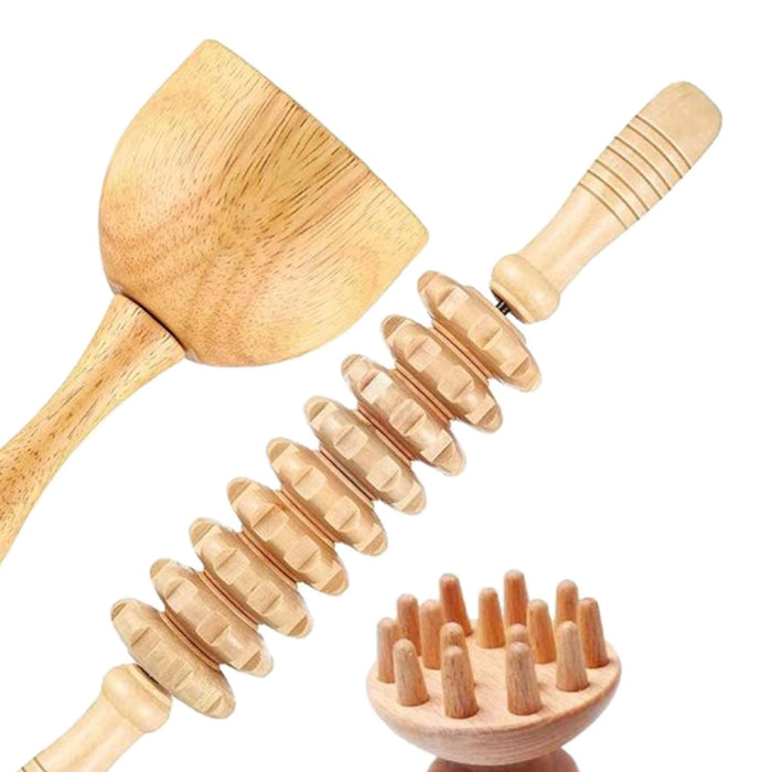 3Pcs Massage Tools Lymphatic Drainage Wood for Full Body Use Arms Neck