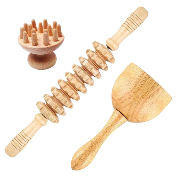 3Pcs Massage Tools Lymphatic Drainage Wood for Full Body Use Arms Neck