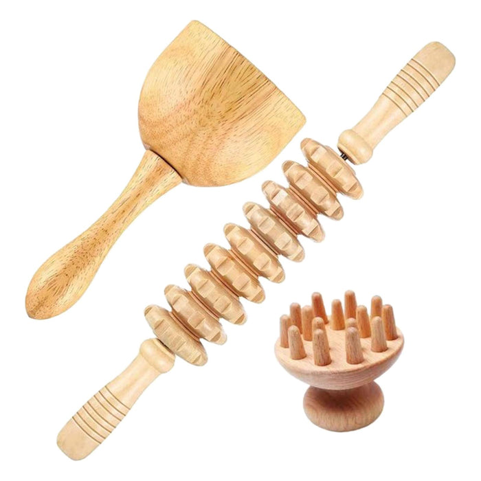 3Pcs Massage Tools Lymphatic Drainage Wood for Full Body Use Arms Neck