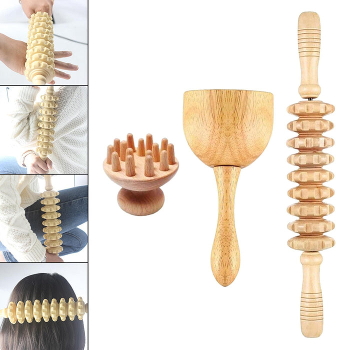 3Pcs Massage Tools Lymphatic Drainage Wood for Full Body Use Arms Neck