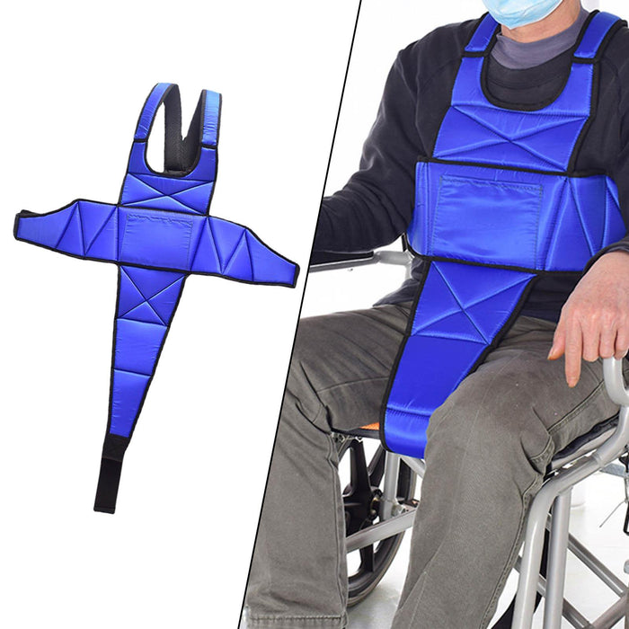 Wheelchair Seat Belt Harness Adjustable for Patients Seniors Blue Long