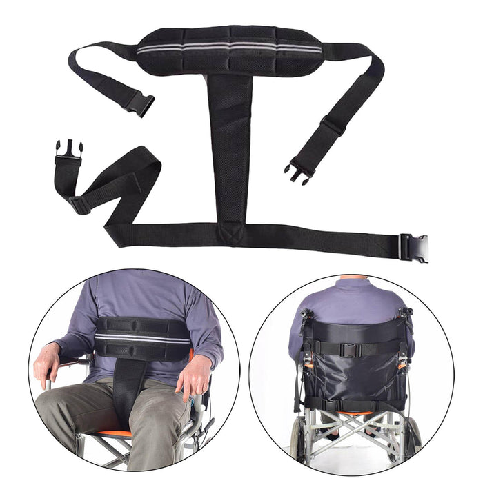 Wheelchair Seat Belt Harness Adjustable for Patients Seniors Black Short