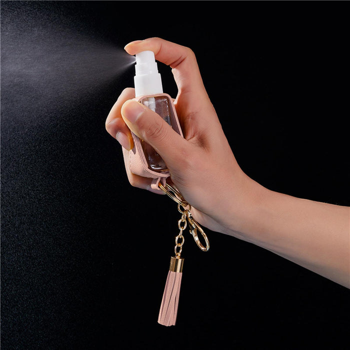 30ml Hand Washing Keychain Refillable Spray Bottle for Shampoo Liquid Pink