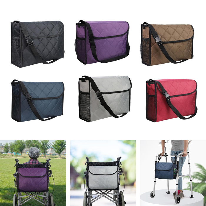 Wheelchair Bag Storage Pouch Tote for Travel Rollator Seniors Purple