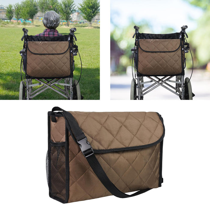 Wheelchair Bag Storage Pouch Tote for Travel Rollator Seniors Coffee