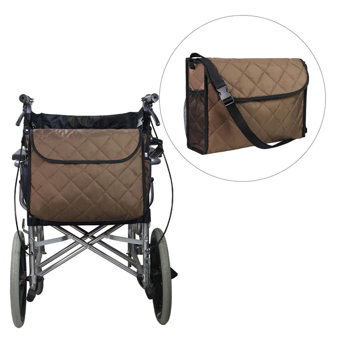 Wheelchair Bag Storage Pouch Tote for Travel Rollator Seniors Coffee