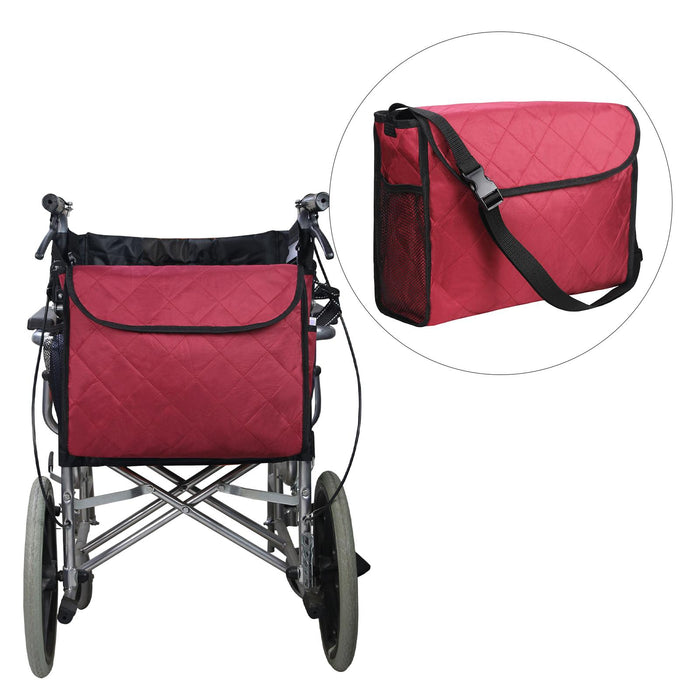 Wheelchair Bag Storage Pouch Tote for Travel Rollator Seniors Burgundy