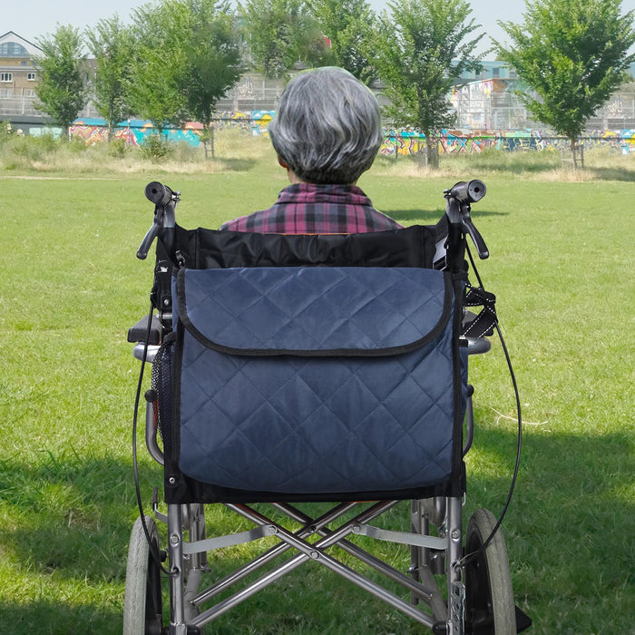 Wheelchair Bag Storage Pouch Tote for Travel Rollator Seniors Dark Blue