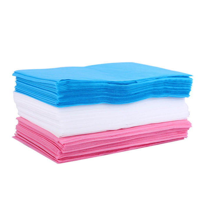 100x Soft Disposable Bed Sheet Waterproof for Salon SPA  Blue with Hole