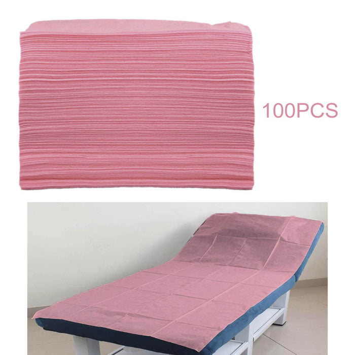 100x Soft Disposable Bed Sheet Waterproof for Salon SPA  Pink no Hole