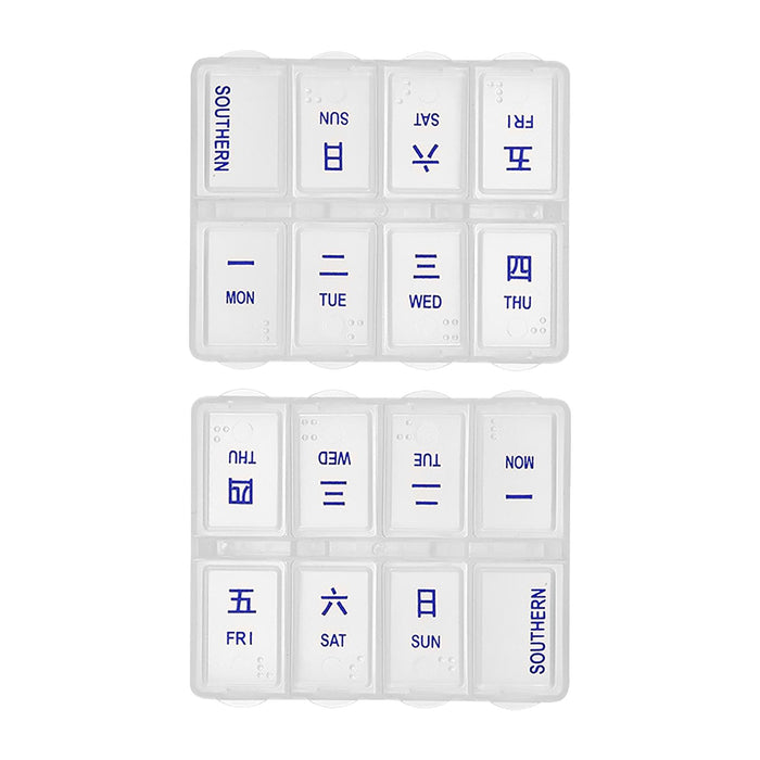 2 Pieces Weekly Pill Box Organiser Supplements Vitamins Travel Home Rectangle