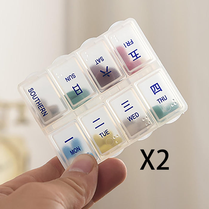 2 Pieces Weekly Pill Box Organiser Supplements Vitamins Travel Home Rectangle